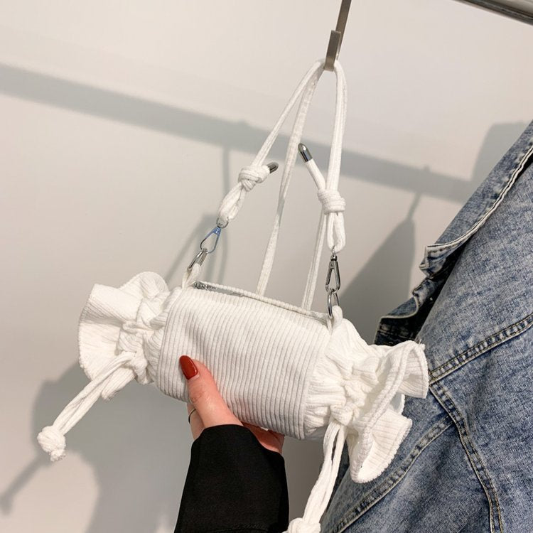 Wholesale Corduroy Candy Shoulder Messenger Bucket Bag